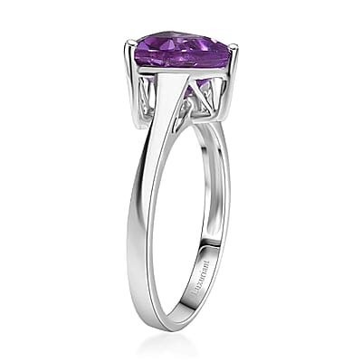 Certified & Appraised AAA Luxuriant Lab Grown Purple Sapphire 3.90 ctw Solitaire Ring in 10K White Gold (Size 5.0)