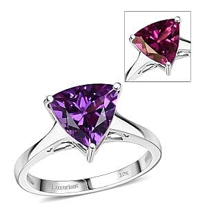 Certified & Appraised AAA Luxuriant Lab Grown Purple Sapphire 3.90 ctw Solitaire Ring in 10K White Gold (Size 6.0)