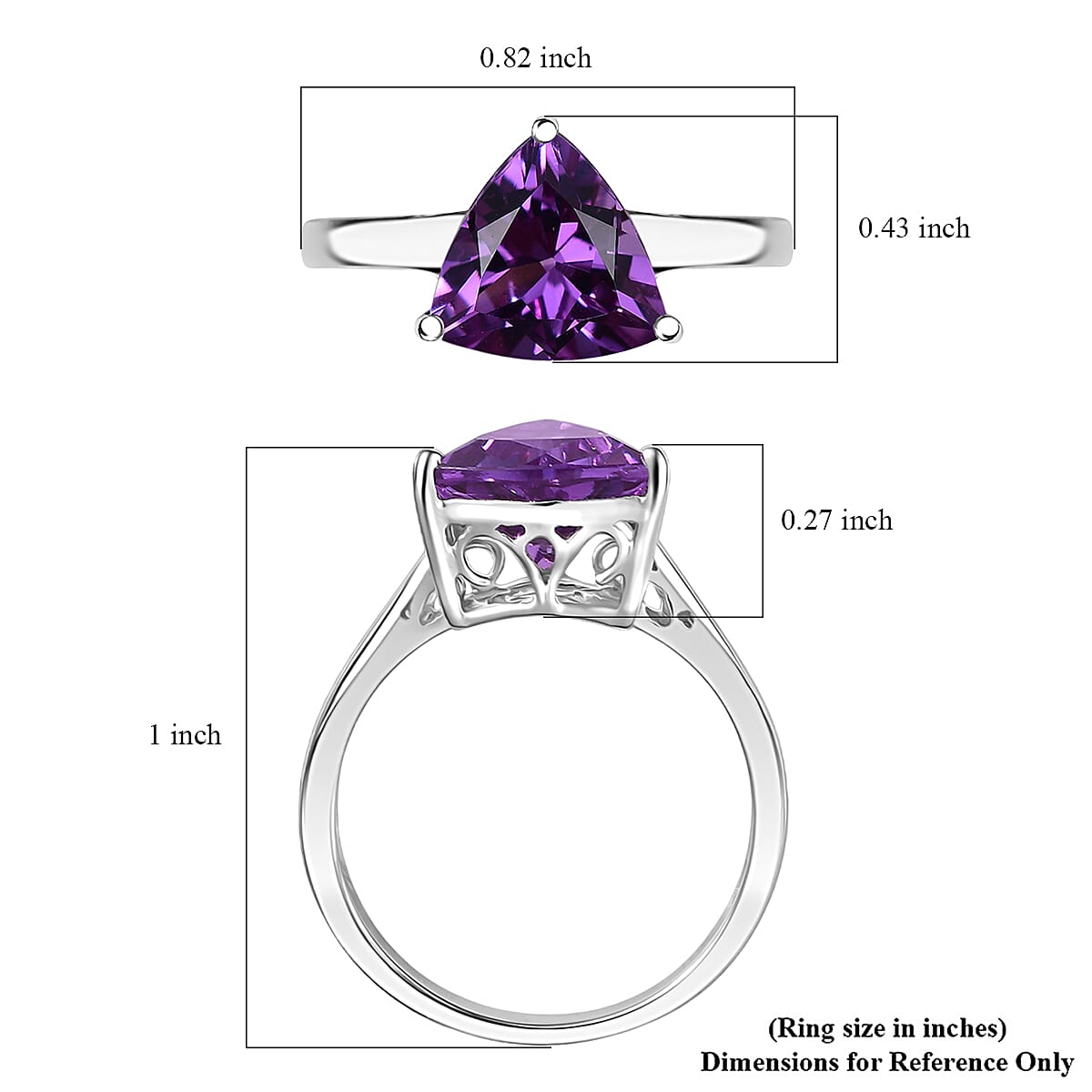 Certified & Appraised AAA Luxuriant Lab Grown Purple Sapphire 3.90 ctw Solitaire Ring in 10K White Gold (Size 9.0) image number 5