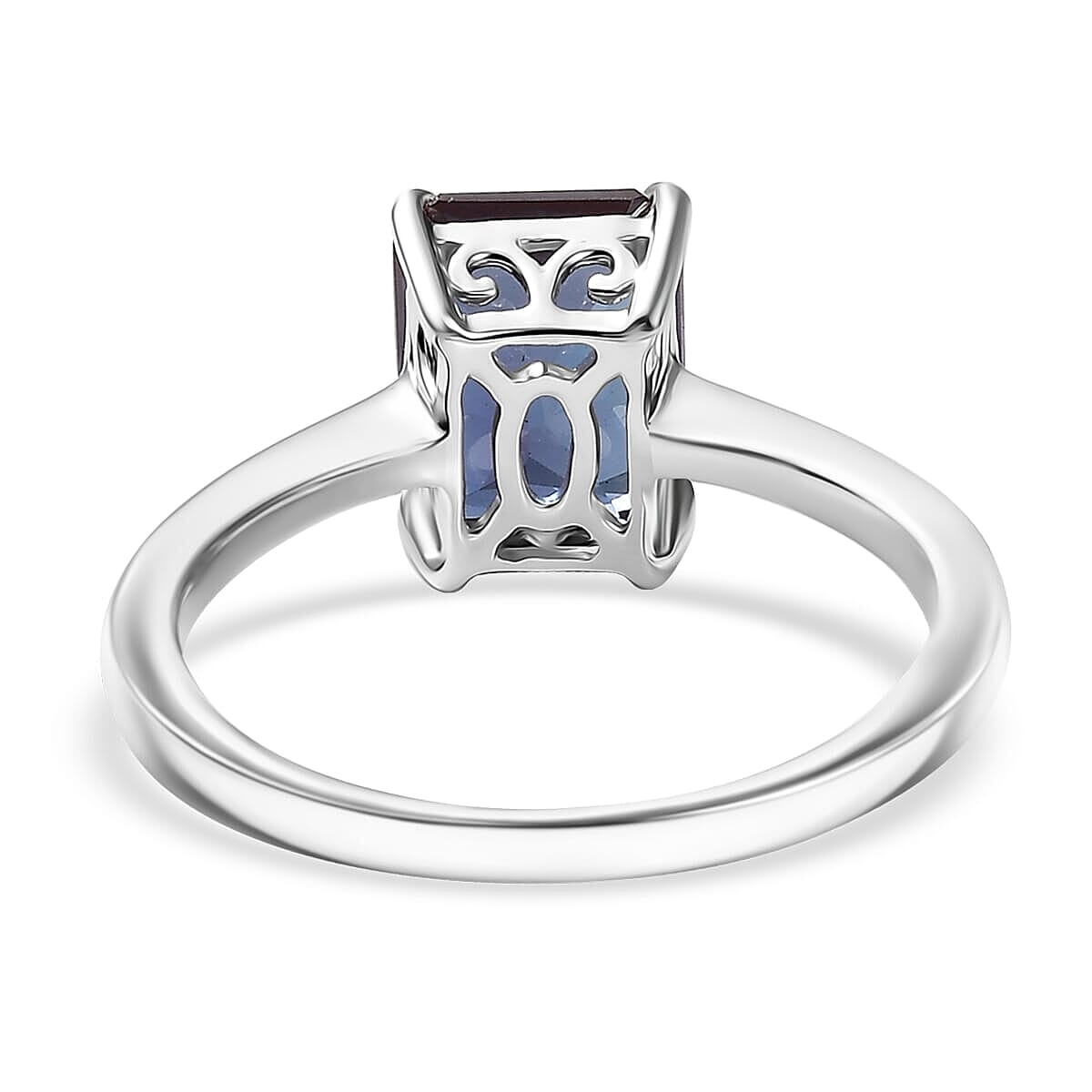 Certified & Appraised 10K White Gold AAA Luxuriant Lab Grown Alexandrite Solitaire Ring (Size 12.0) 3.01 ctw image number 4