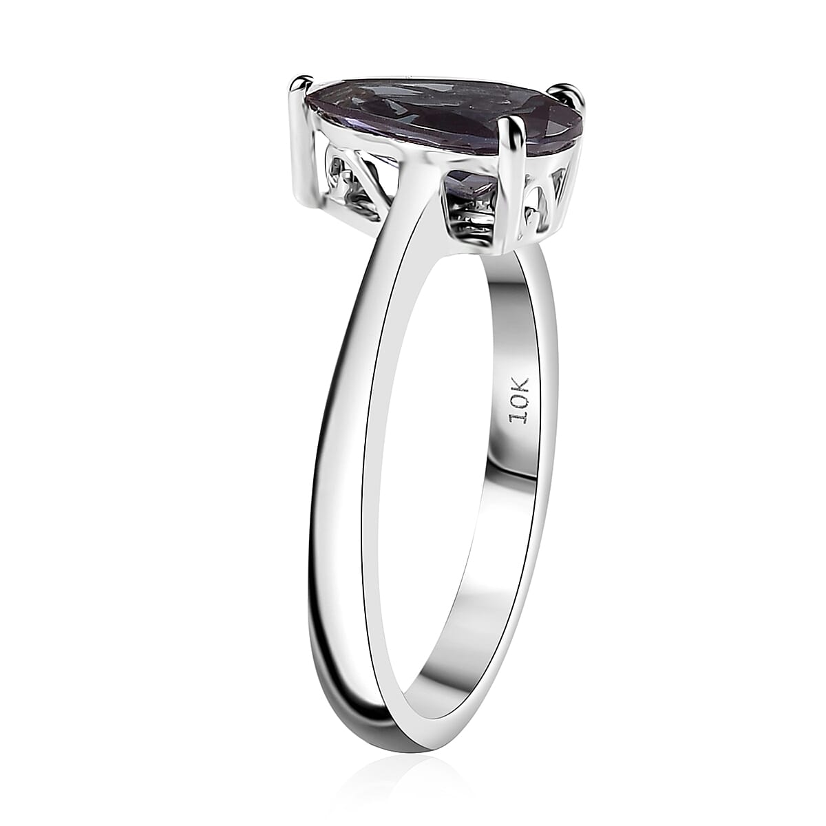 Certified & Appraised AAA Luxuriant Lab Grown Alexandrite 2.06 ctw Solitaire Ring in 10K White Gold (Size 10.0) image number 3