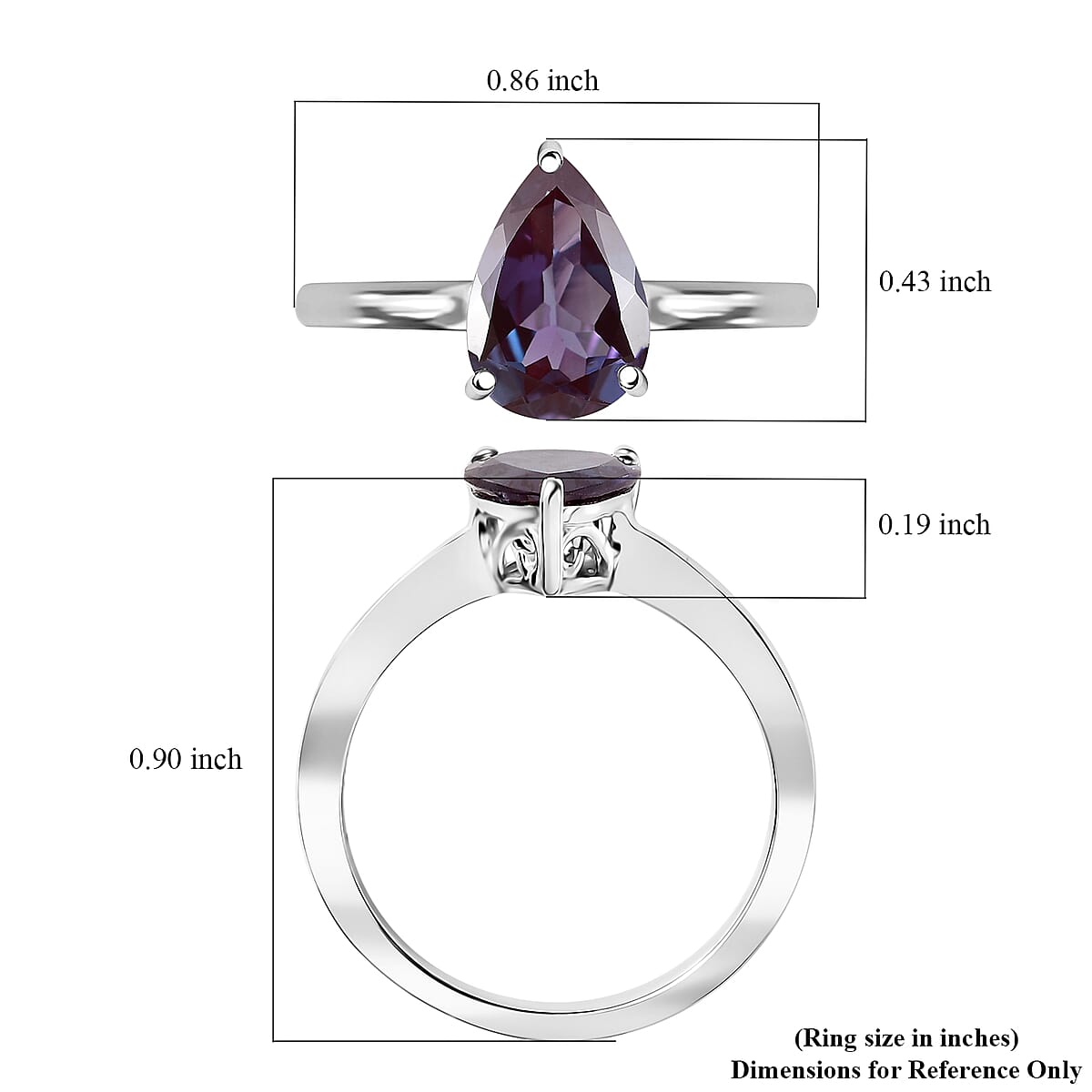 Certified & Appraised AAA Luxuriant Lab Grown Alexandrite 2.06 ctw Solitaire Ring in 10K White Gold (Size 10.0) image number 5