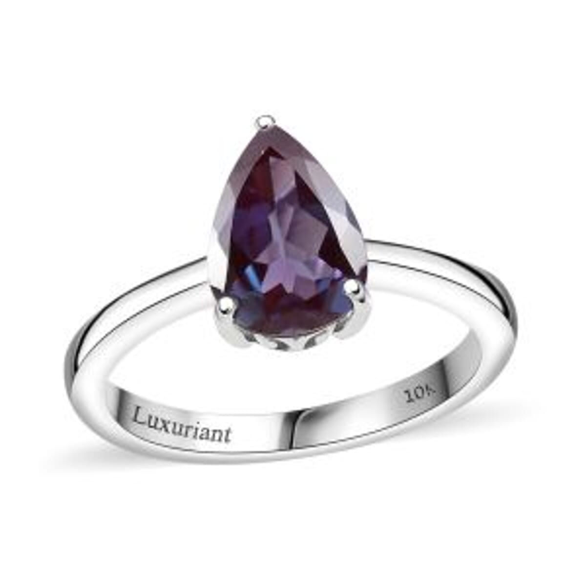 Certified & Appraised AAA Luxuriant Lab Grown Alexandrite 2.06 ctw Solitaire Ring in 10K White Gold (Size 7.0) image number 0