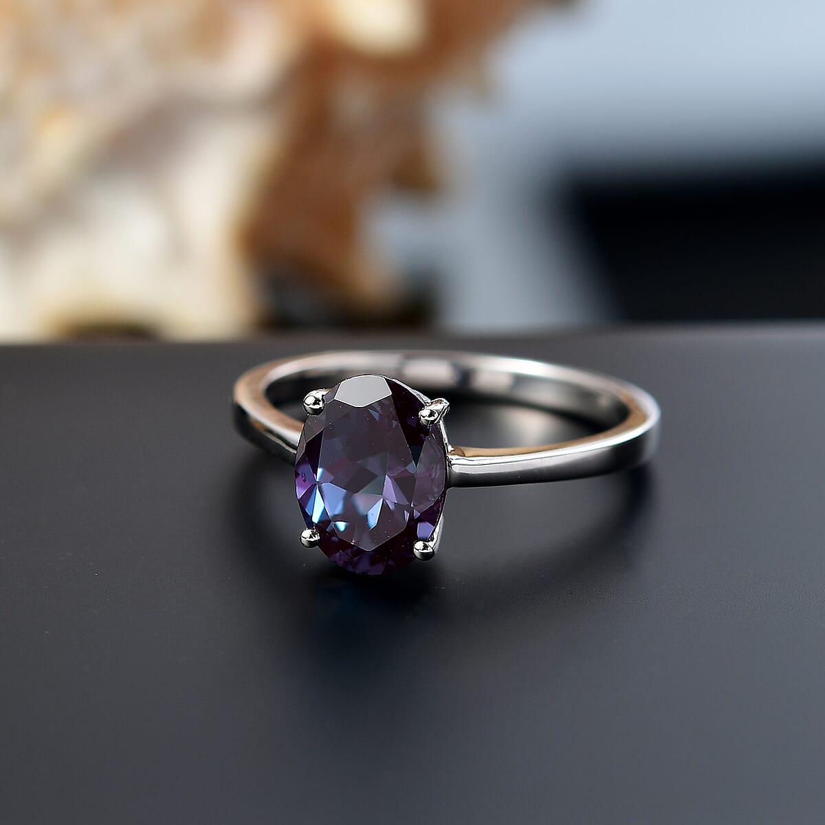 Certified & Appraised AAA Luxuriant Lab Grown Alexandrite 2.38 ctw Solitaire Ring in 10K White Gold (Size 6.0) image number 1