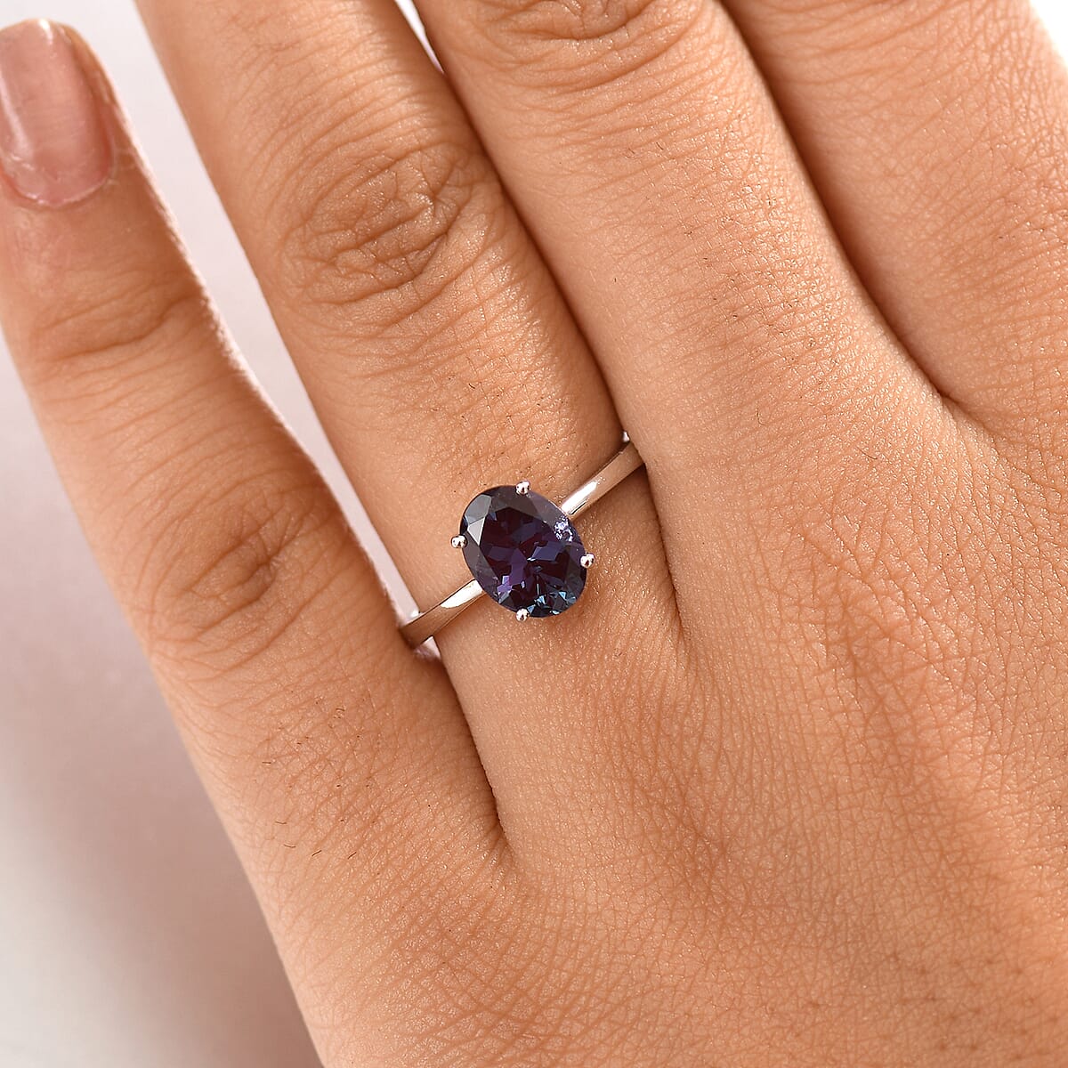 Certified & Appraised AAA Luxuriant Lab Grown Alexandrite 2.38 ctw Solitaire Ring in 10K White Gold (Size 6.0) image number 2