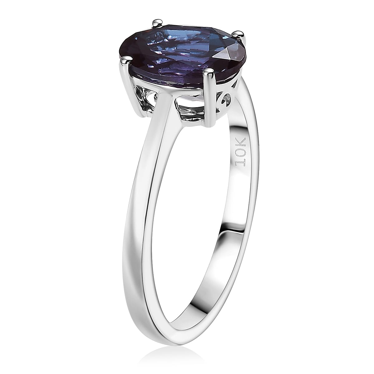 Certified & Appraised AAA Luxuriant Lab Grown Alexandrite 2.38 ctw Solitaire Ring in 10K White Gold (Size 6.0) image number 3