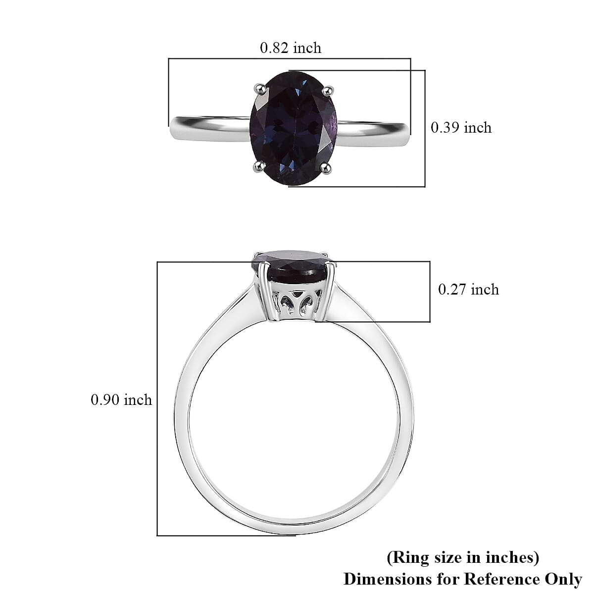Certified & Appraised AAA Luxuriant Lab Grown Alexandrite 2.38 ctw Solitaire Ring in 10K White Gold (Size 6.0) image number 5