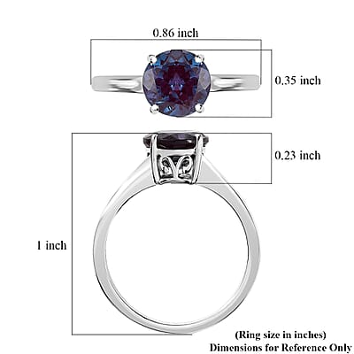 Certified & Appraised AAA Luxuriant Lab Grown Alexandrite 2.15 ctw Solitaire Ring in 10K White Gold (Size 10.0)