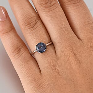 Certified & Appraised 10K White Gold AAA Luxuriant Lab Grown Alexandrite Solitaire Ring (Size 11.0) 2.15 ctw