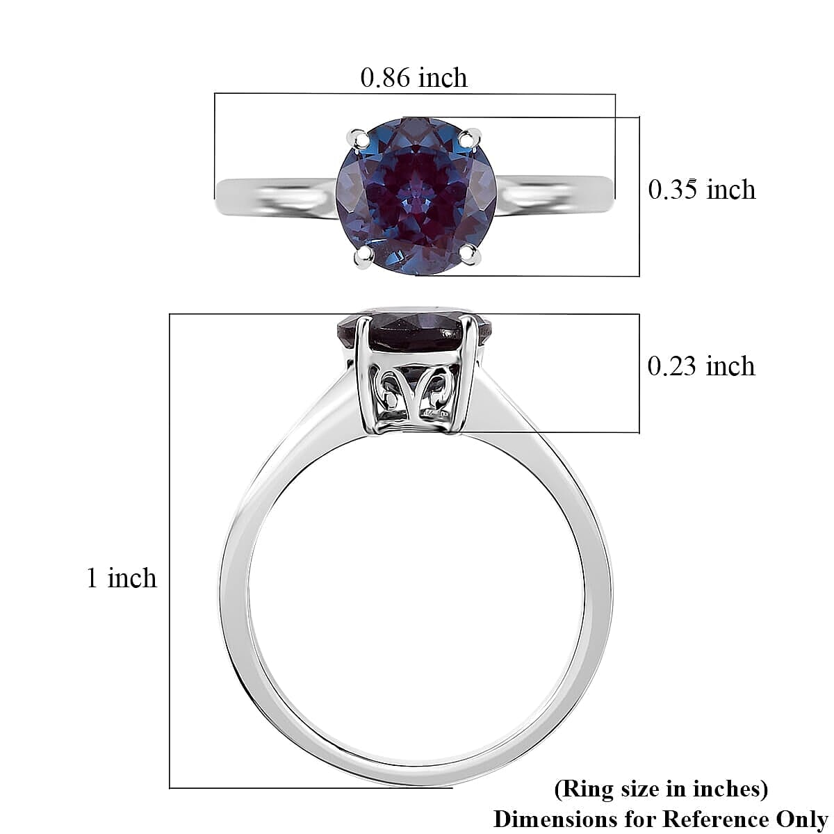 Certified & Appraised 10K White Gold AAA Luxuriant Lab Grown Alexandrite Solitaire Ring (Size 12.0) 2.15 ctw image number 5