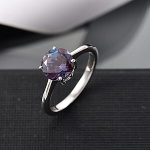 Certified & Appraised AAA Luxuriant Lab Grown Alexandrite 2.15 ctw Solitaire Ring in 10K White Gold (Size 7.0)