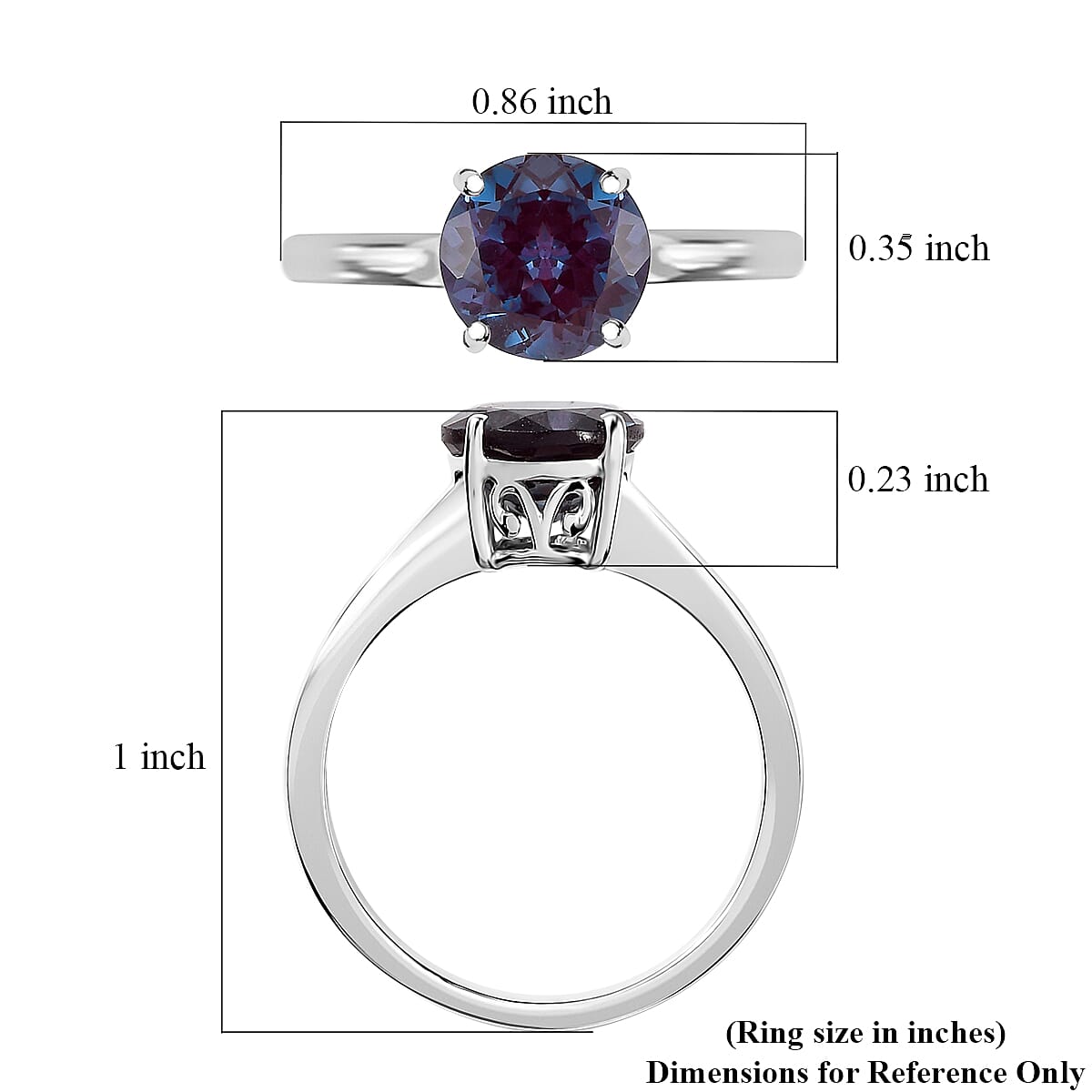 Certified & Appraised AAA Luxuriant Lab Grown Alexandrite 2.15 ctw Solitaire Ring in 10K White Gold (Size 9.0) image number 5