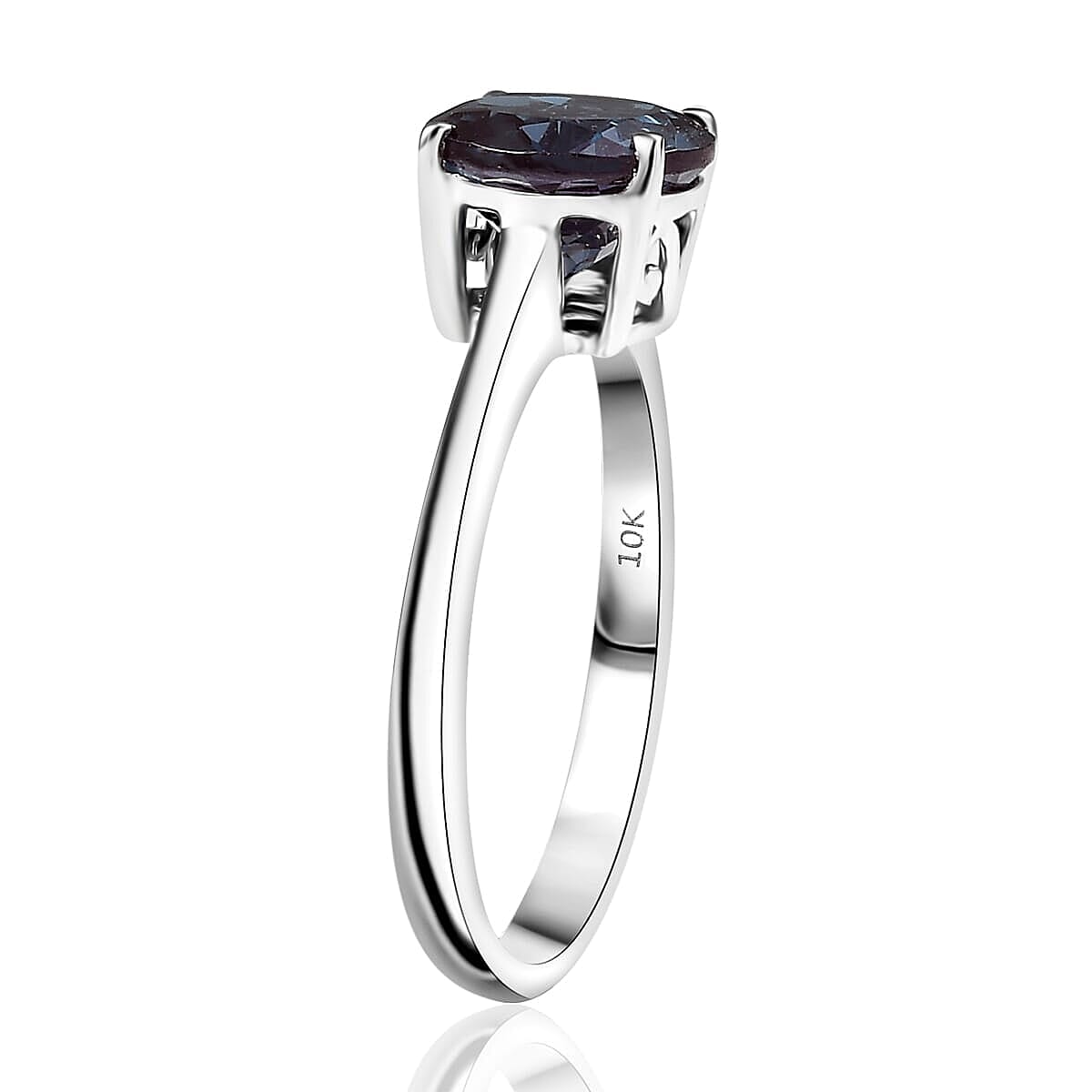 Certified & Appraised 10K White Gold AAA Luxuriant Lab Grown Alexandrite Solitaire Ring (Size 9.5) 2.15 ctw image number 3