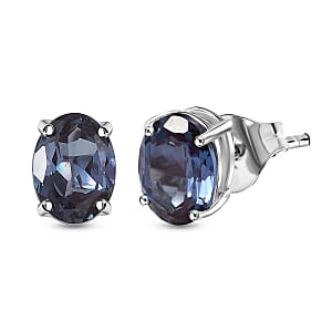 AAA Luxuriant Lab Grown Alexandrite 2.56 ctw Solitaire Stud Earrings in 10K White Gold