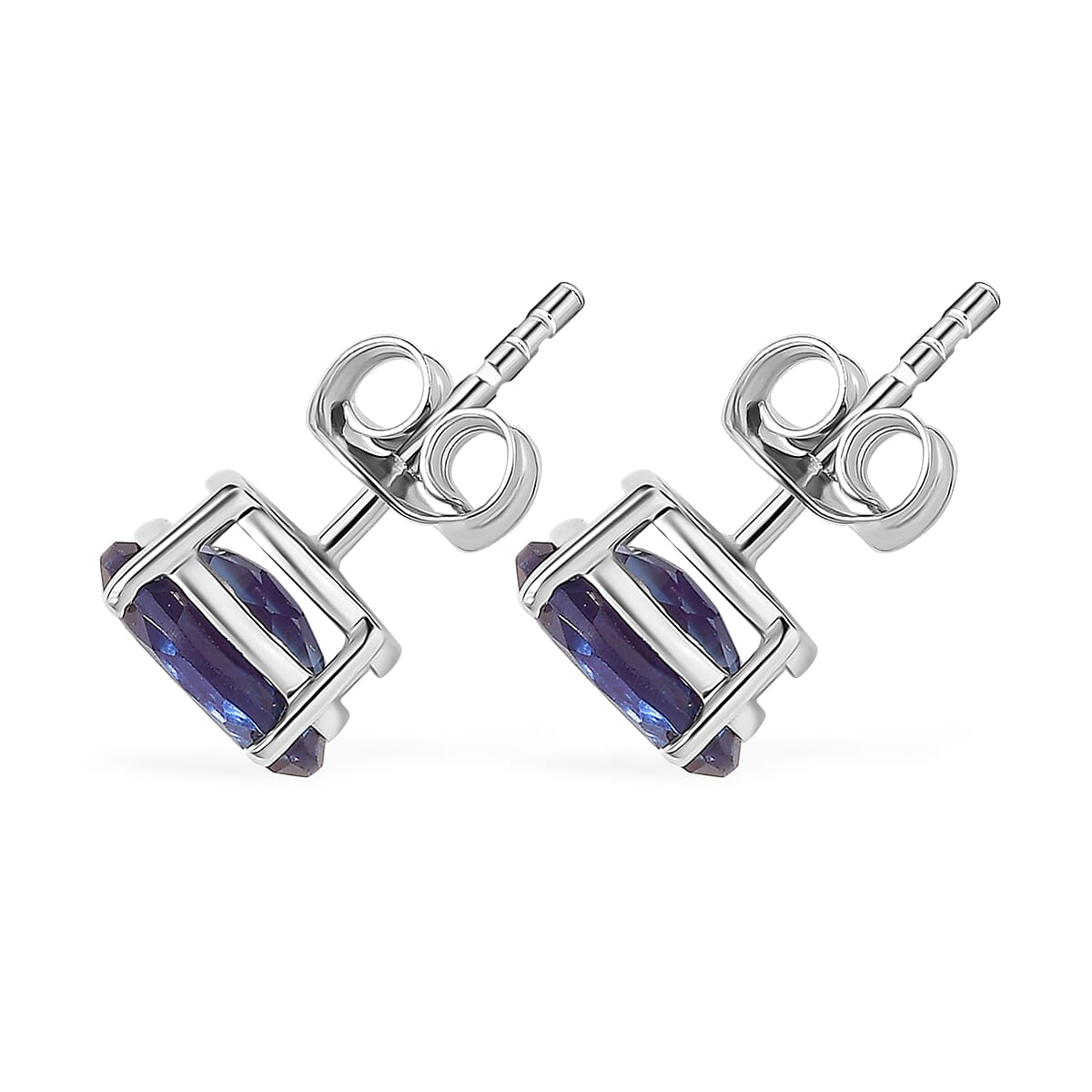 AAA Luxuriant Lab Grown Alexandrite 2.56 ctw Solitaire Stud Earrings in 10K White Gold image number 2