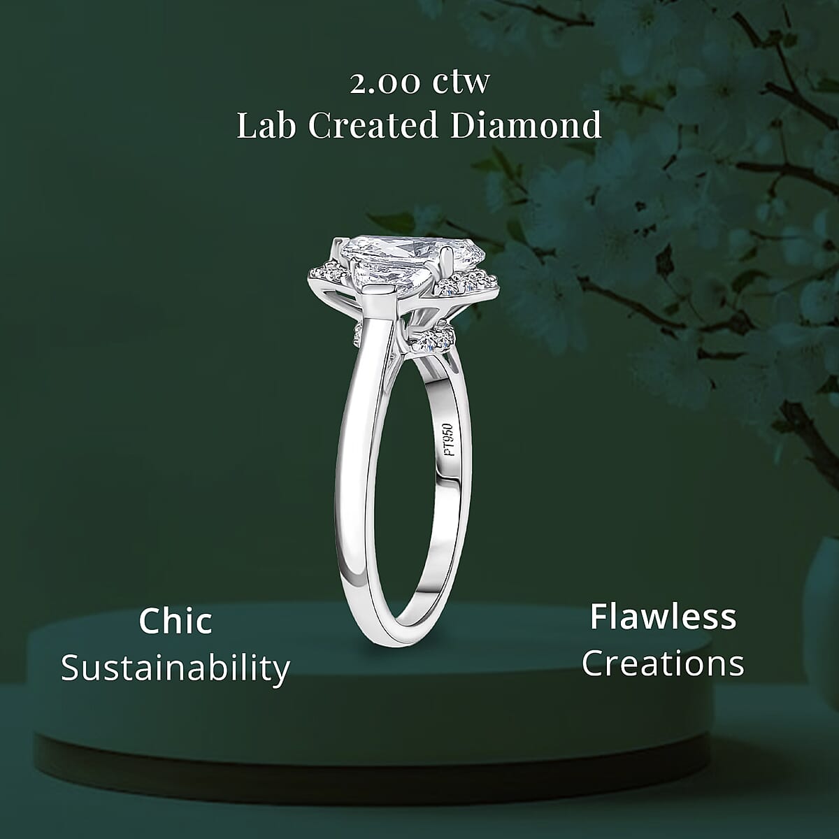 IGI Certified 950 Platinum Luxuriant Lab Grown Diamond (E-F, VS) Ring (Size 9.5) 2.00 ctw image number 4