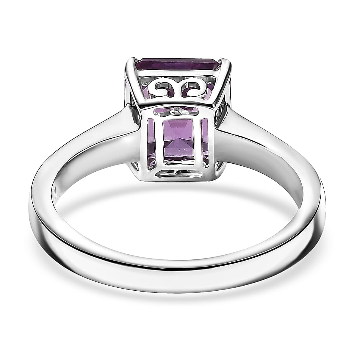 Certified & Appraised 10K White Gold Asscher Cut AAA Luxuriant Lab Grown Color Change Sapphire Solitaire Ring (Size 10.5) 3.54 ctw image number 4