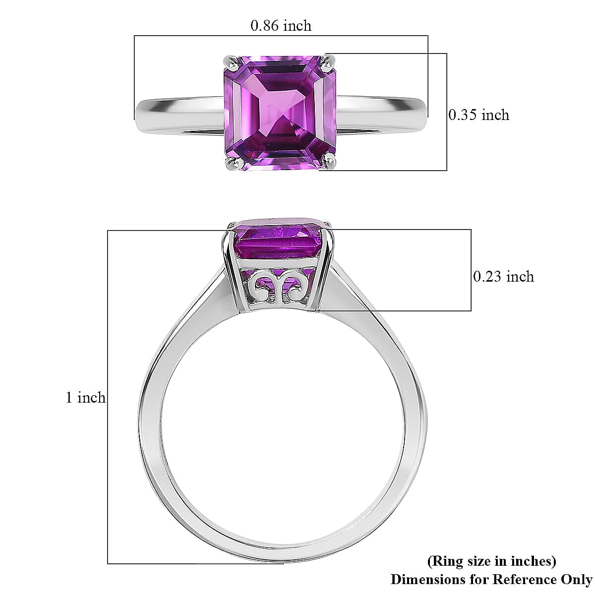 Certified & Appraised 10K White Gold Asscher Cut AAA Luxuriant Lab Grown Color Change Sapphire Solitaire Ring (Size 5.0) 3.54 ctw image number 5