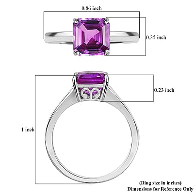 Certified & Appraised 10K White Gold Asscher Cut AAA Luxuriant Lab Grown Color Change Sapphire Solitaire Ring (Size 5.0) 3.54 ctw