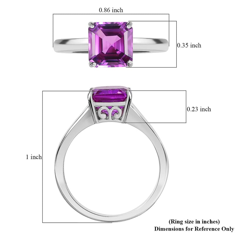Certified & Appraised 10K White Gold Asscher Cut AAA Luxuriant Lab Grown Color Change Sapphire Solitaire Ring (Size 5.0) 3.54 ctw