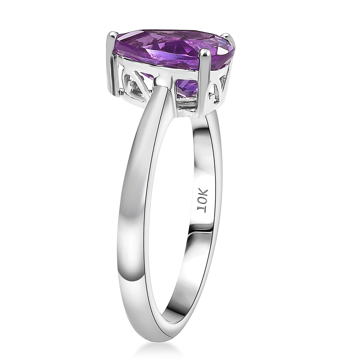 Certified & Appraised AAA Luxuriant Lab Grown Purple Sapphire 2.73 ctw Solitaire Ring in 10K White Gold (Size 6.0) image number 3