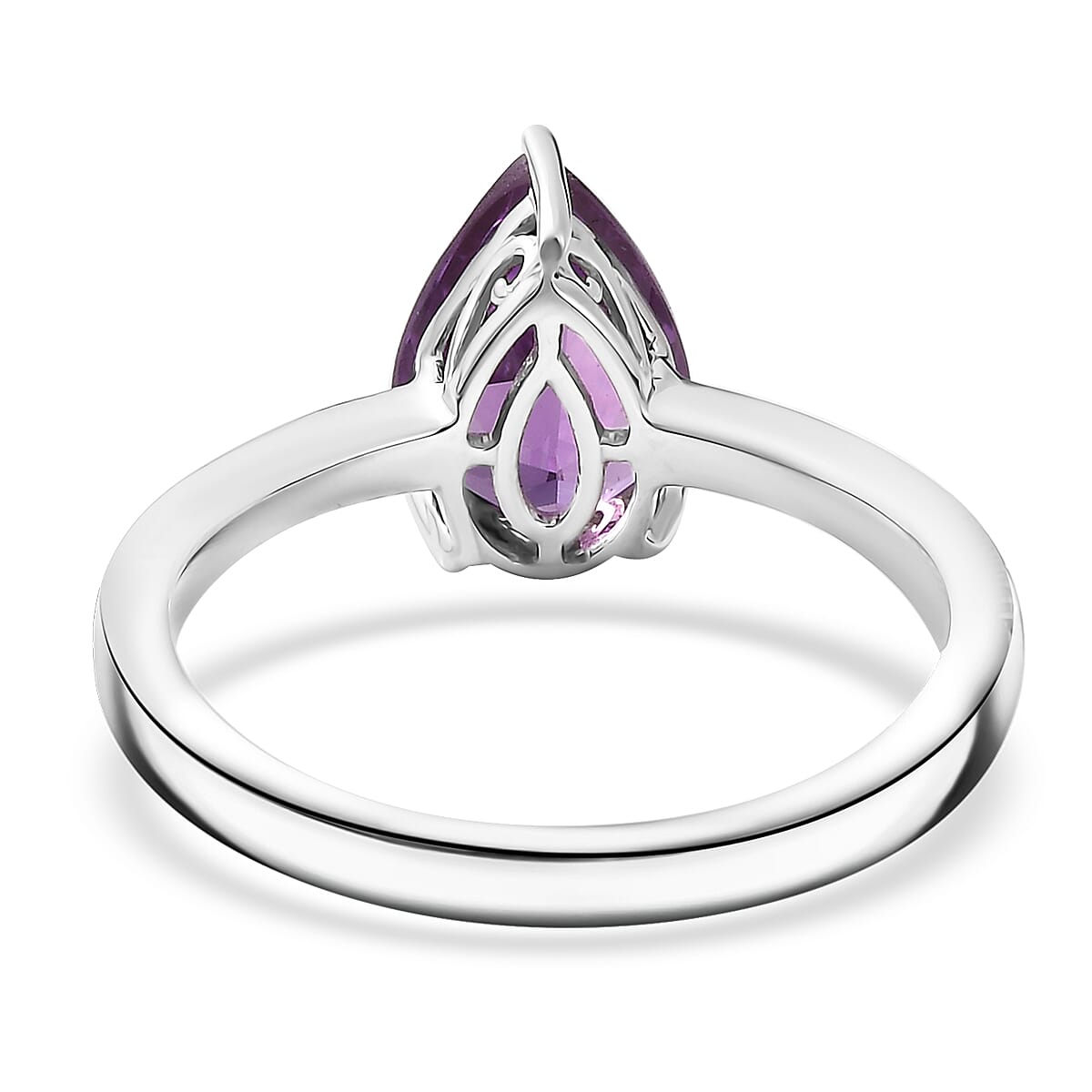 Certified & Appraised AAA Luxuriant Lab Grown Purple Sapphire 2.73 ctw Solitaire Ring in 10K White Gold (Size 6.0) image number 4