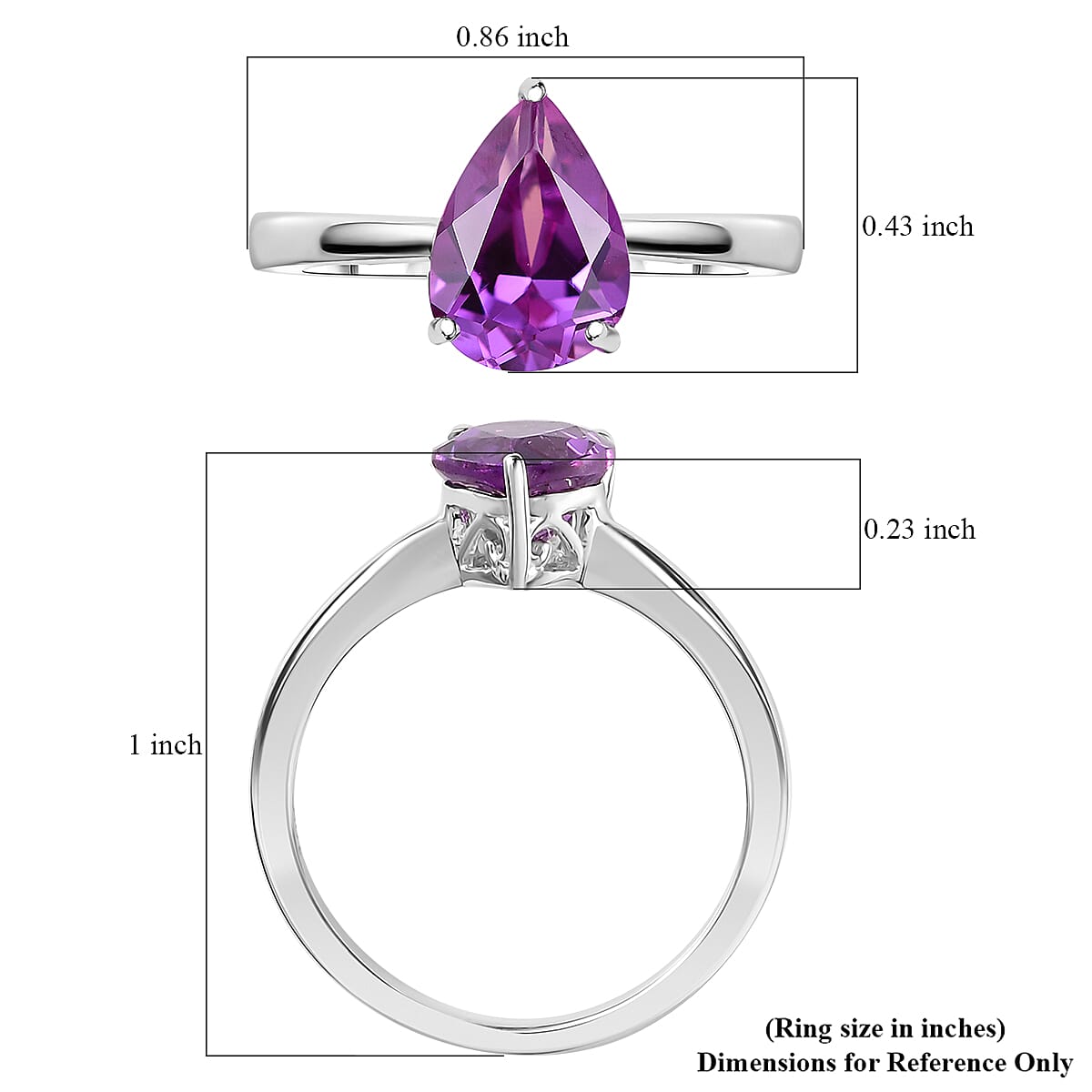 Certified & Appraised AAA Luxuriant Lab Grown Purple Sapphire 2.73 ctw Solitaire Ring in 10K White Gold (Size 6.0) image number 5