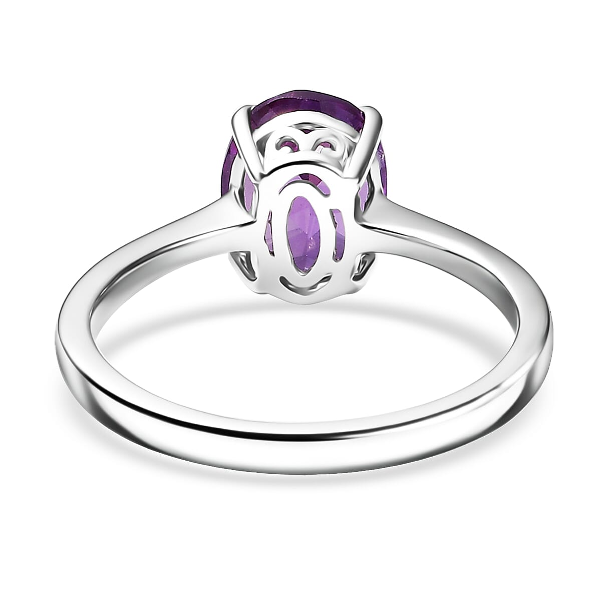 Certified & Appraised AAA Luxuriant Lab Grown Purple Sapphire 2.41 ctw Solitaire Ring in 10K White Gold (Size 10.0) image number 4