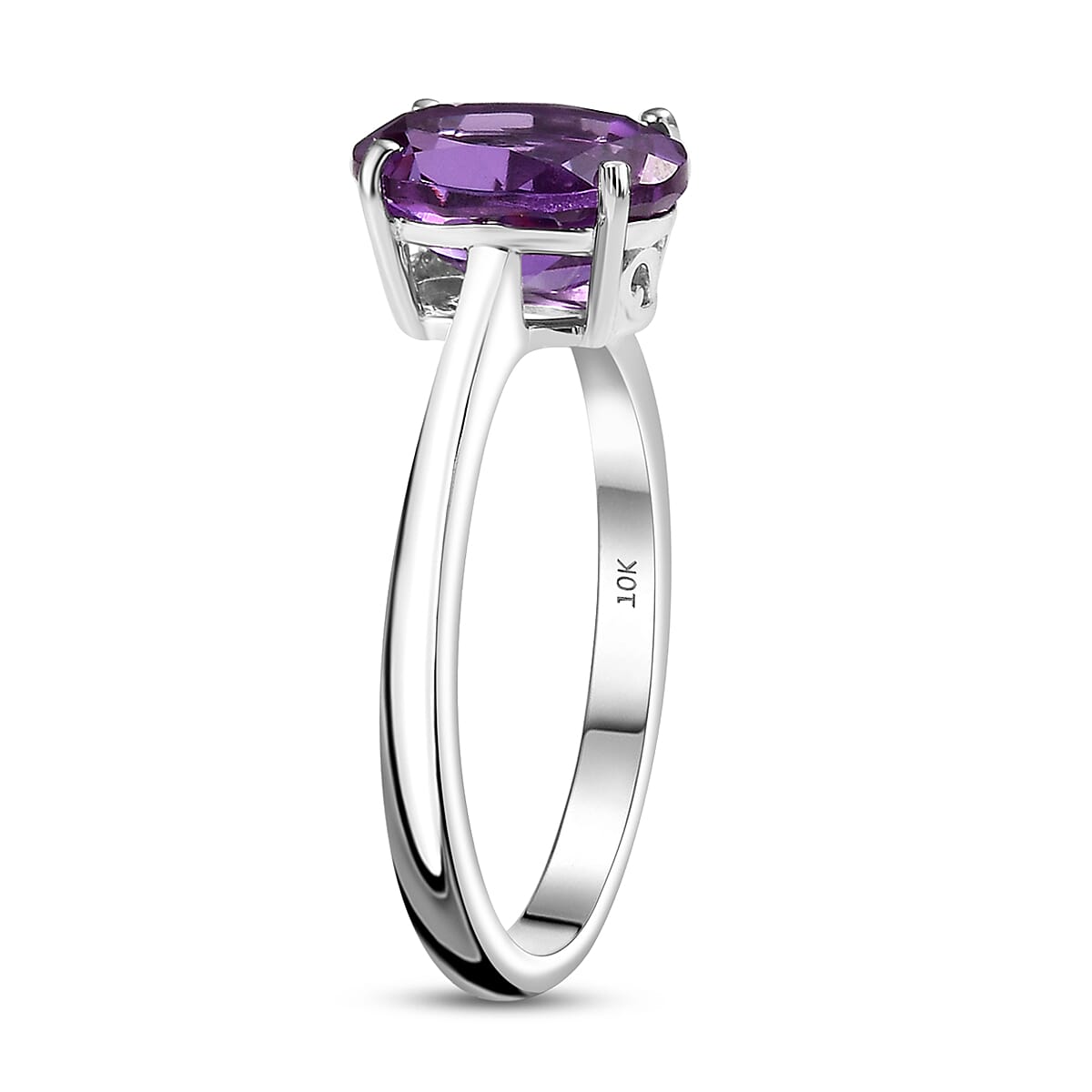 Certified & Appraised AAA Luxuriant Lab Grown Purple Sapphire 2.41 ctw Solitaire Ring in 10K White Gold (Size 7.0) image number 3