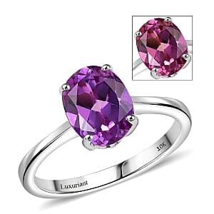 Certified & Appraised AAA Luxuriant Lab Grown Purple Sapphire 2.41 ctw Solitaire Ring in 10K White Gold (Size 9.0)