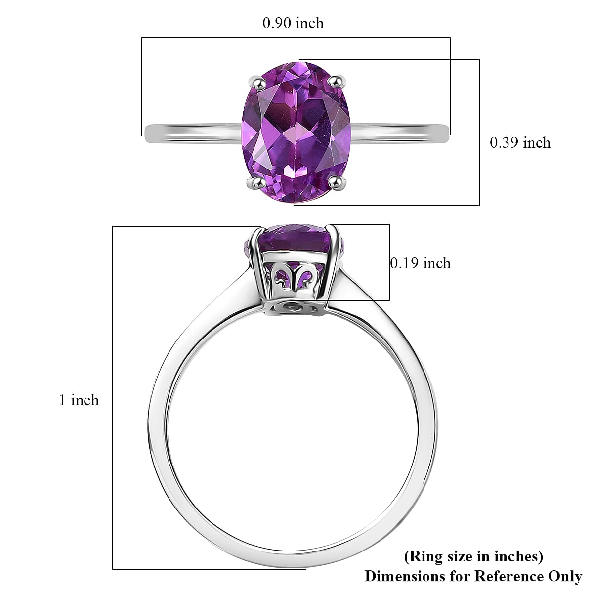 Certified & Appraised AAA Luxuriant Lab Grown Purple Sapphire 2.41 ctw Solitaire Ring in 10K White Gold (Size 9.0) image number 5