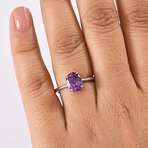 Certified & Appraised 10K White Gold AAA Luxuriant Lab Grown Color Change Sapphire Solitaire Ring (Size 9.5) 2.41 ctw
