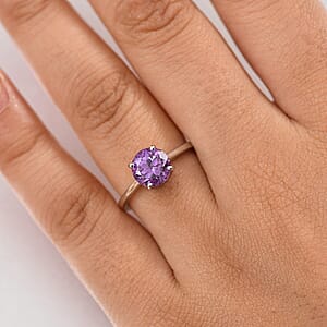 Certified & Appraised 10K White Gold AAA Luxuriant Lab Grown Color Change Sapphire Solitaire Ring (Size 10.5) 2.79 ctw