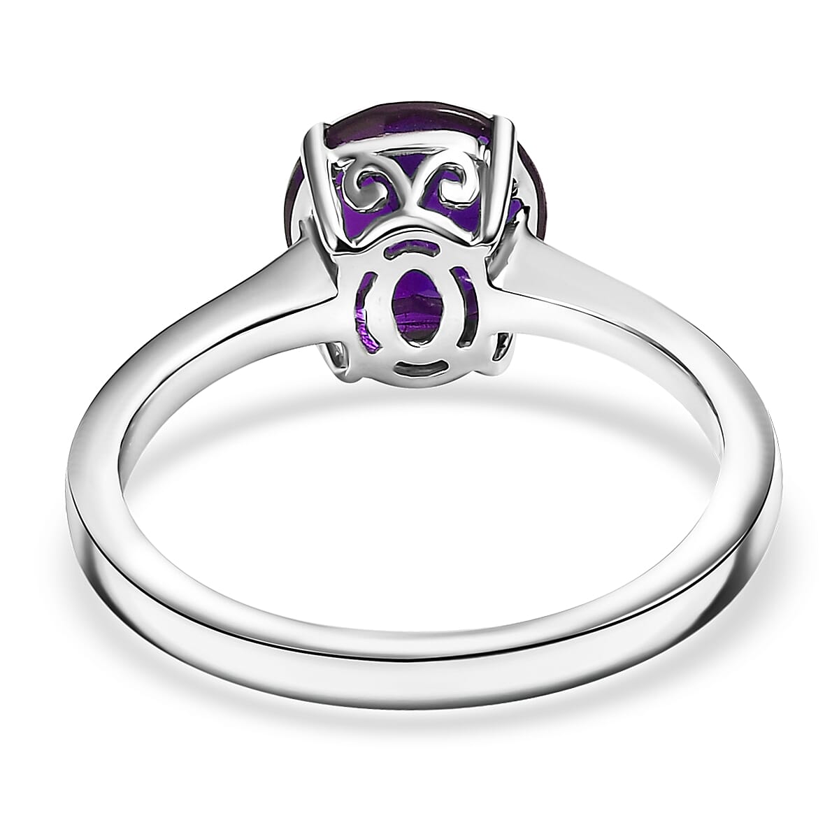 Certified & Appraised AAA Luxuriant Lab Grown Purple Sapphire 2.79 ctw Solitaire Ring in 10K White Gold (Size 9.0) image number 4