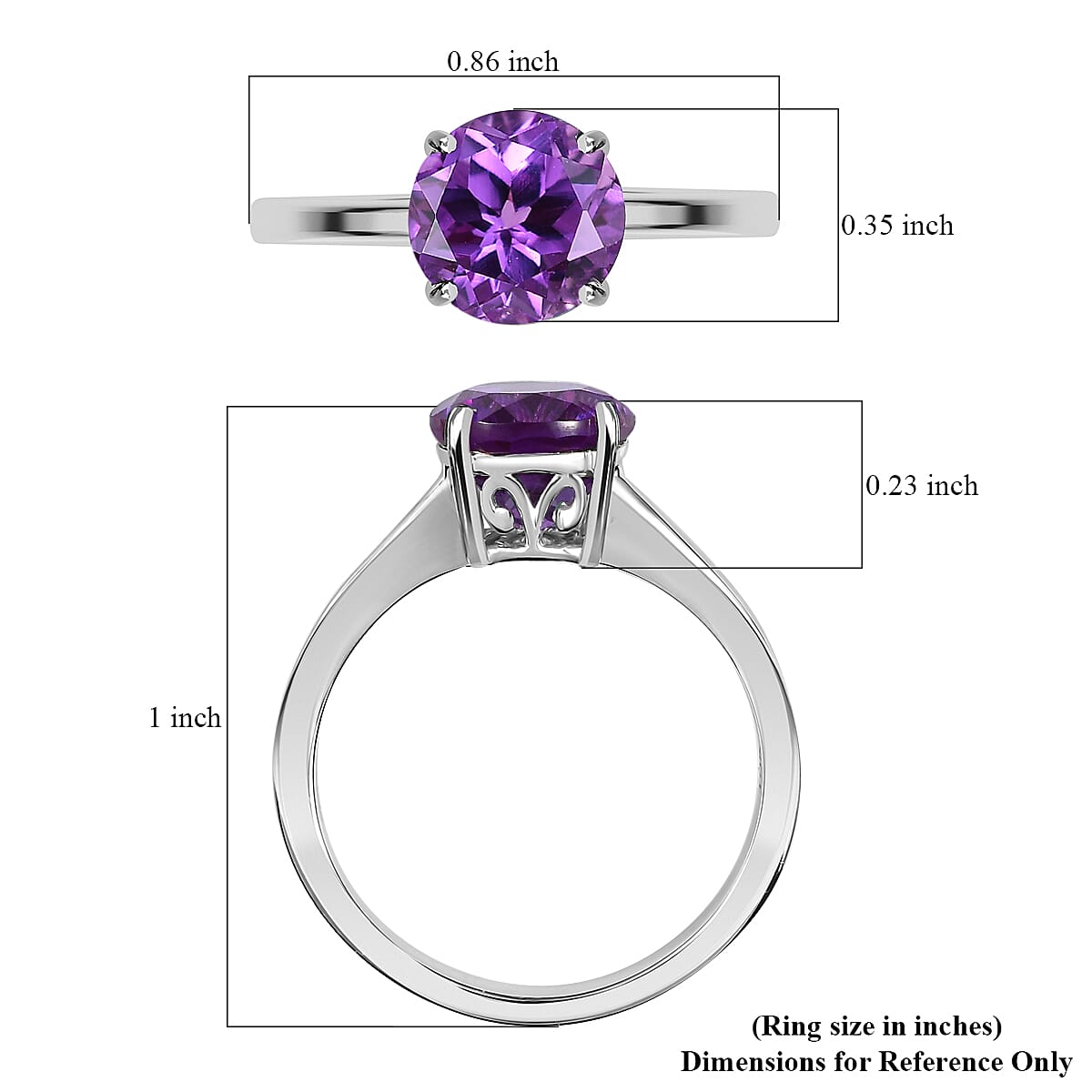 Certified & Appraised AAA Luxuriant Lab Grown Purple Sapphire 2.79 ctw Solitaire Ring in 10K White Gold (Size 9.0) image number 5