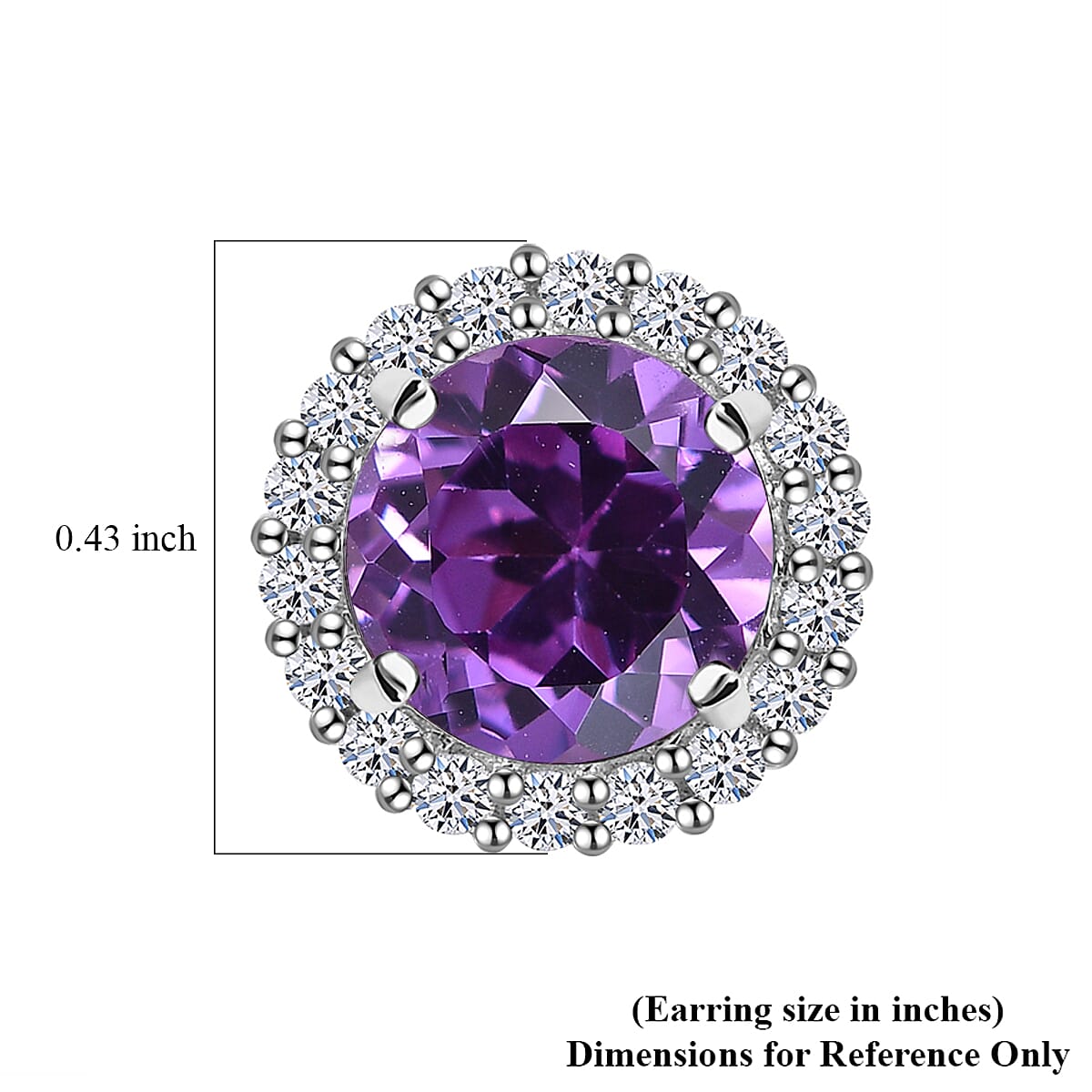 Certified & Appraised AAA Luxuriant Lab Grown Purple Sapphire and G-H SI Lab Grown Diamond 4.24 ctw Earrings in 10K White Gold image number 4