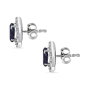 Certified & Appraised AAA Luxuriant Lab Grown Alexandrite and G-H SI Lab Grown Diamond 3.73 ctw Earrings in 10K White Gold