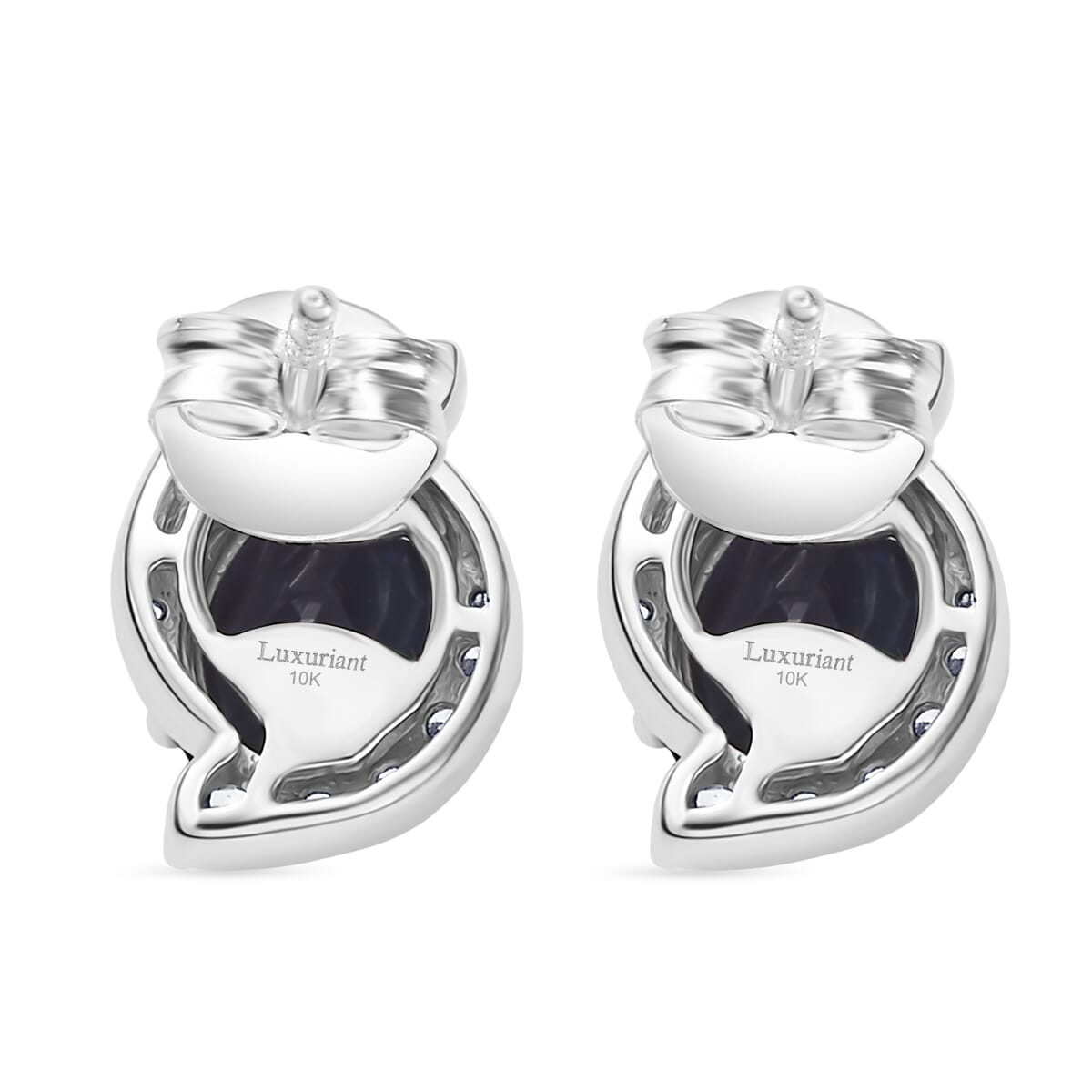 Certified & Appraised AAA Luxuriant Lab Grown Alexandrite and G-H SI Lab Grown Diamond 3.73 ctw Earrings in 10K White Gold image number 5