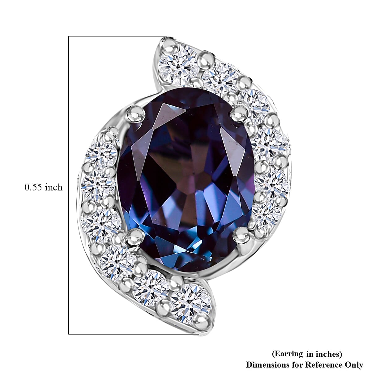 Certified & Appraised AAA Luxuriant Lab Grown Alexandrite and G-H SI Lab Grown Diamond 3.73 ctw Earrings in 10K White Gold