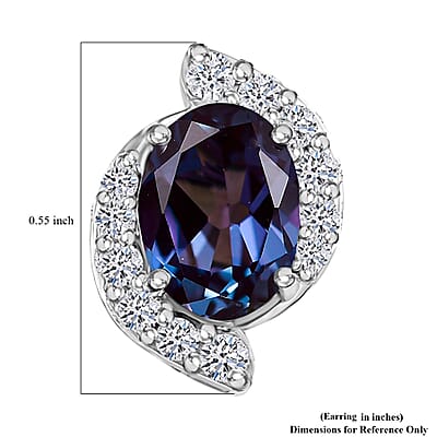 Certified & Appraised AAA Luxuriant Lab Grown Alexandrite and G-H SI Lab Grown Diamond 3.73 ctw Earrings in 10K White Gold