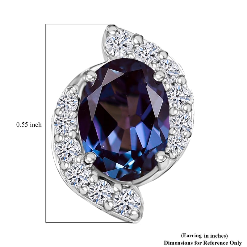 Certified & Appraised AAA Luxuriant Lab Grown Alexandrite and G-H SI Lab Grown Diamond 3.73 ctw Earrings in 10K White Gold
