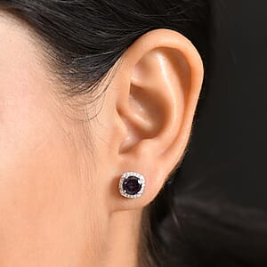 Certified & Appraised AAA Luxuriant Lab Grown Alexandrite and G-H SI Lab Grown Diamond 2.90 ctw Stud Earrings in 10K White Gold
