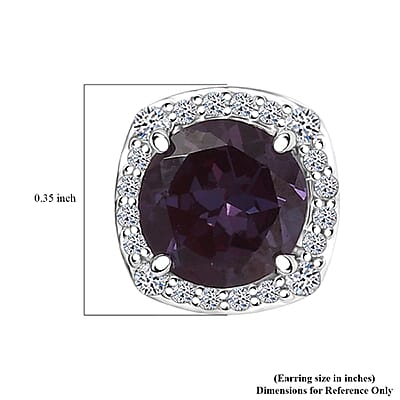 Certified & Appraised AAA Luxuriant Lab Grown Alexandrite and G-H SI Lab Grown Diamond 2.90 ctw Stud Earrings in 10K White Gold