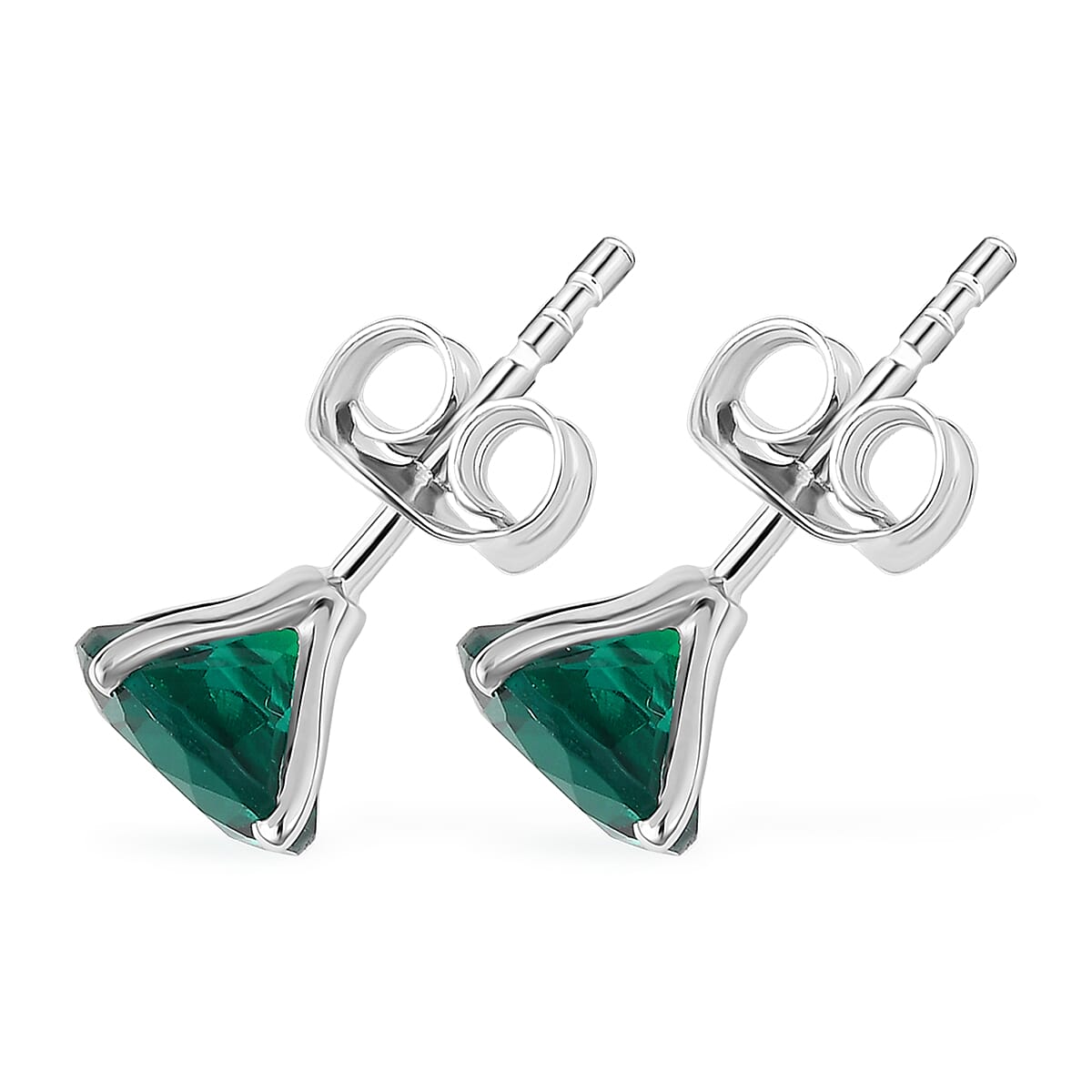 AAA Luxuriant Lab Grown Emerald 2.90 ctw Solitaire Stud Earrings in 10K White Gold (Del. in 10-12 Days) image number 3