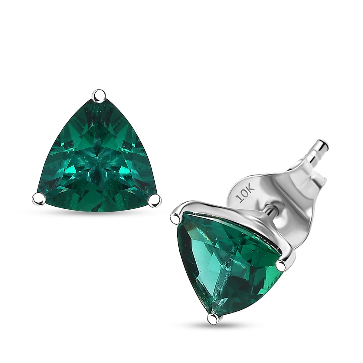 Certified & Appraised AAA Luxuriant Lab Grown Emerald 1.79 ctw Solitaire Stud Earrings in 10K White Gold