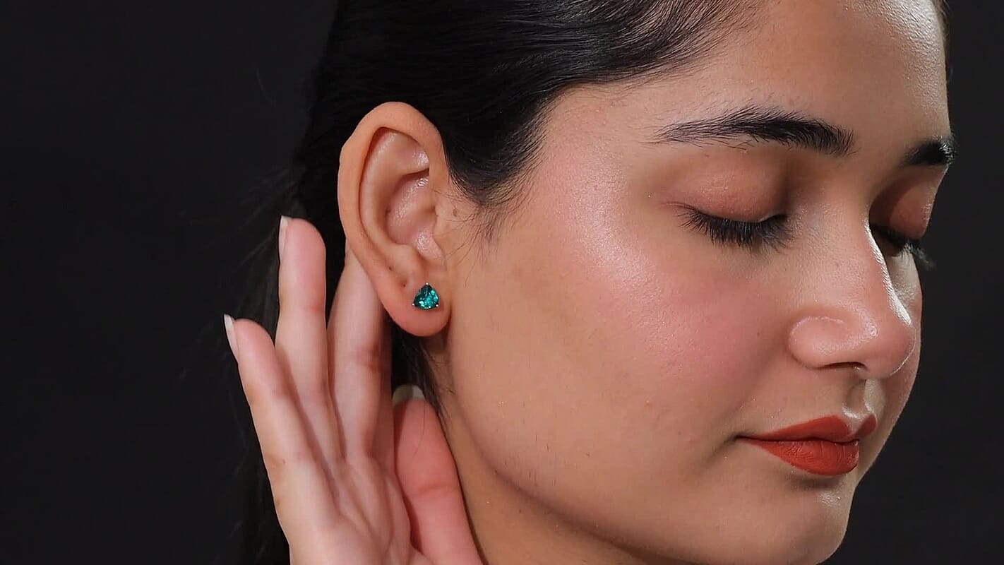 Certified & Appraised AAA Luxuriant Lab Grown Emerald 1.79 ctw Solitaire Stud Earrings in 10K White Gold