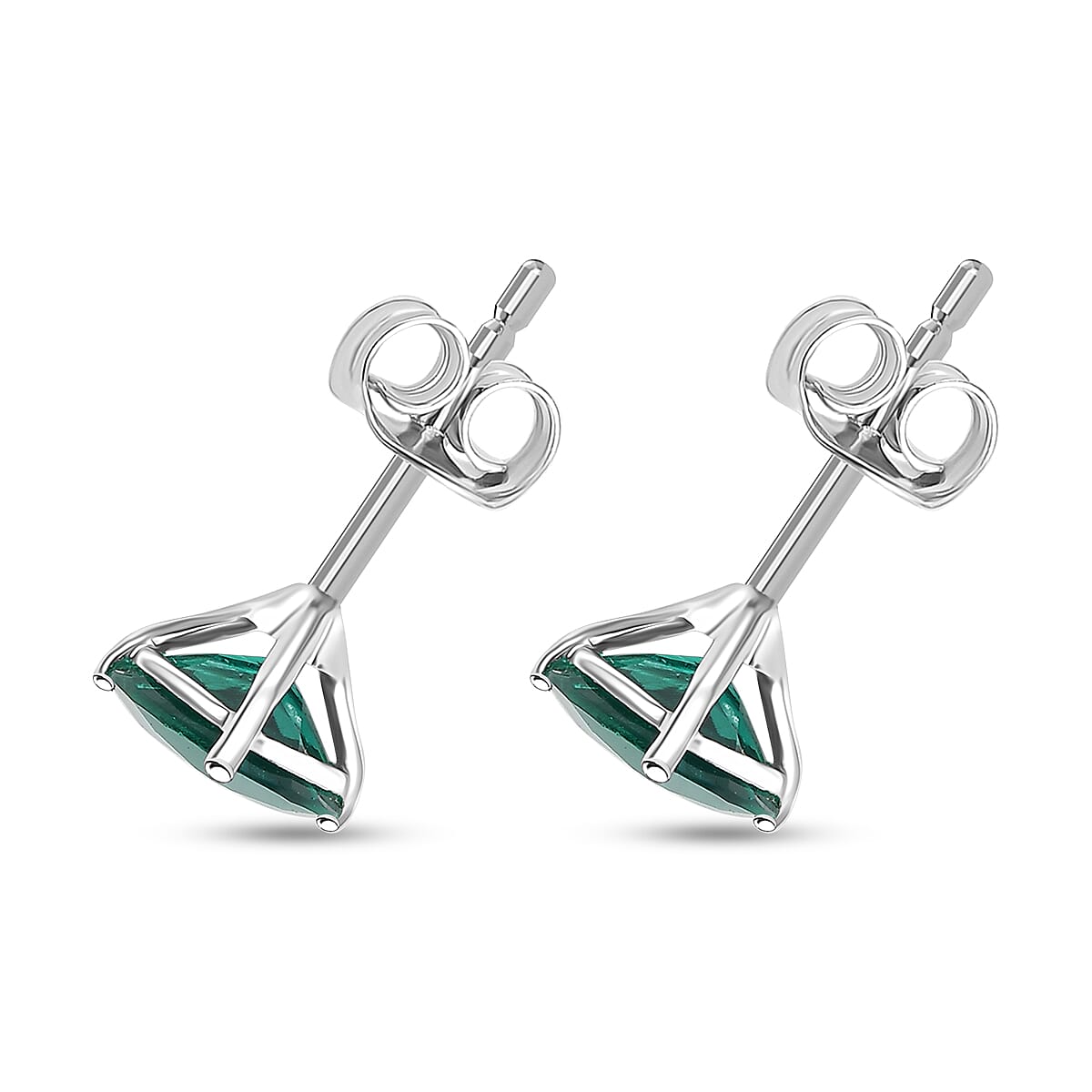 AAA Luxuriant Lab Grown Emerald 1.96 ctw Solitaire Stud Earrings in 10K White Gold