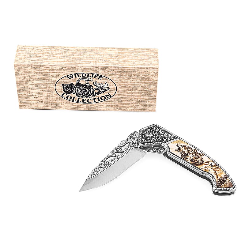 RITE EDGE Wolf Folding Knife with Gift Box