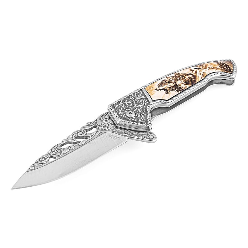 RITE EDGE Wolf Folding Knife with Gift Box
