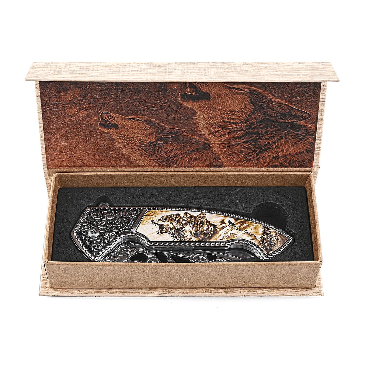 RITE EDGE Wolf Folding Knife with Gift Box image number 5